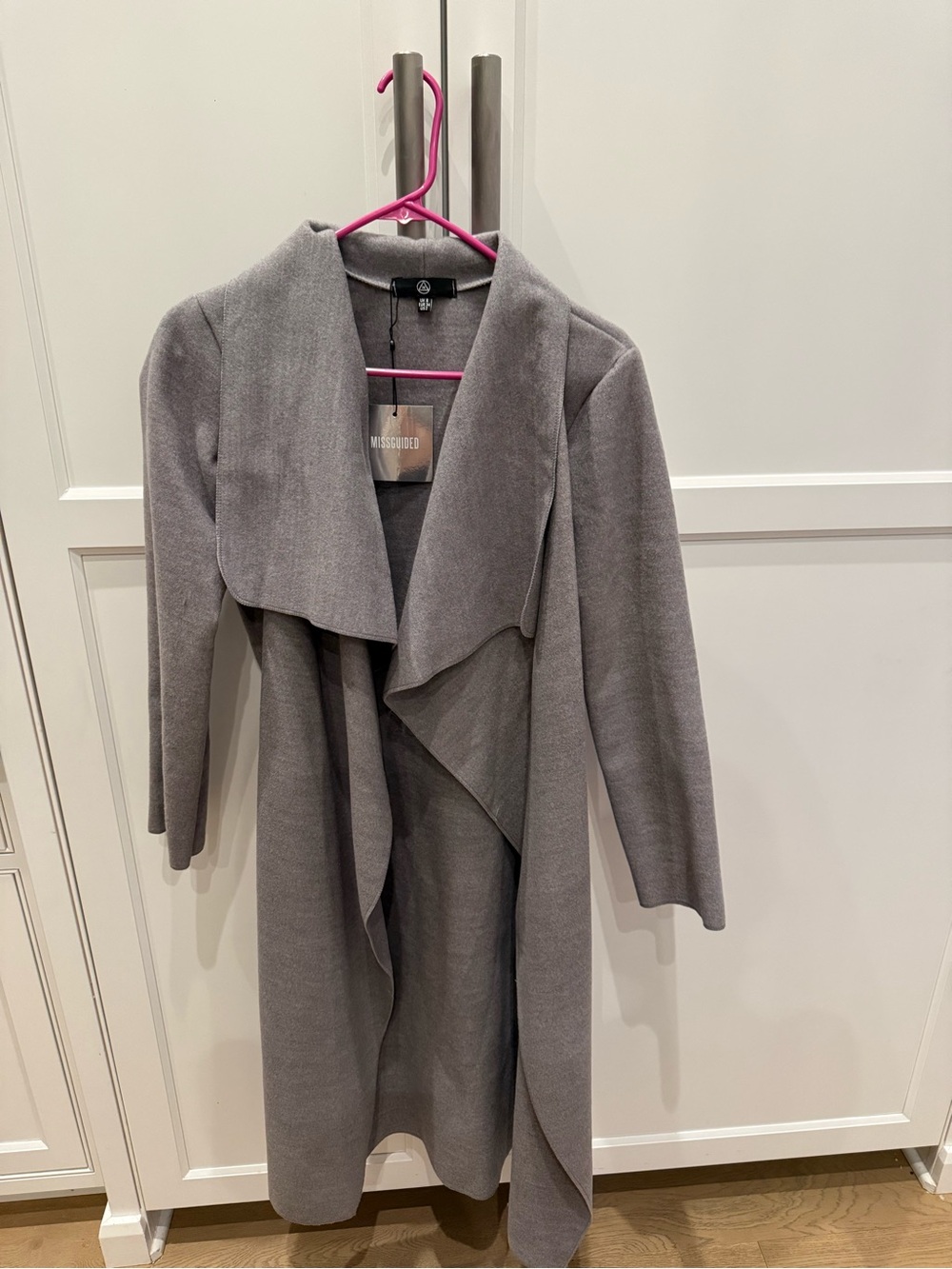 Missguided Grey Long Waterfall Cardigan